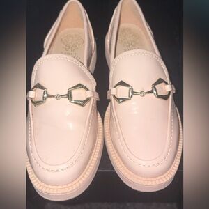 Vince Camuto Light Pink Loafers with Gold Detailing